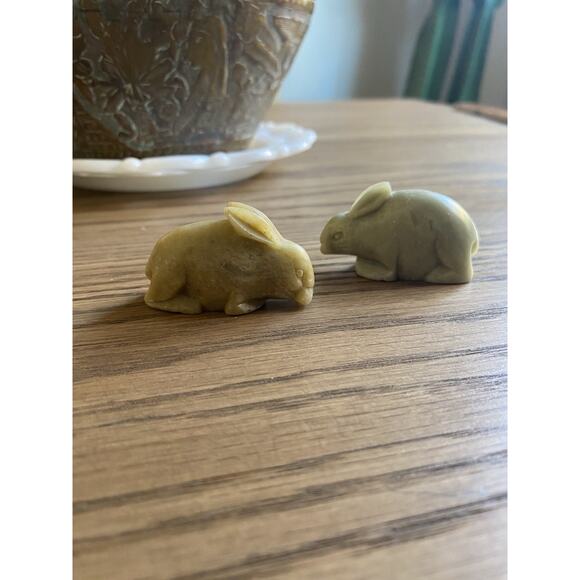 Vintage Mini Carved Soapstone Rabbit Set Vintage Soapstone Trinkets - Picture 2 of 5